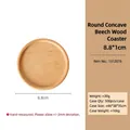 Round beech wood coaster with concave design for heat insulation and coffee mugs cup - 8.8cm Round Inset Coaster (No Logo)