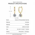 Κλασικά σκουλαρίκια κρίκοι 14Κ με Moissanite 1.0ct, 4 δόντια και λεπτομερείς προδιαγραφές - Κλασικά σκουλαρίκια μοϊσανίτη 1 καρατίου με τέσσερα δόντια / Χρυσό