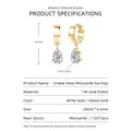 Eleganti orecchini pendenti in moissanite a goccia placcati oro 14K con pietre 1,5ct - Orecchini in moissanite da 1,5 carati taglio a pera a bordo largo / Oro