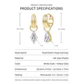 Orecchini a cerchio asimmetrici in oro 14K con moissanite a taglio marquise - Orecchini in moissanite a trama asimmetrica / Oro