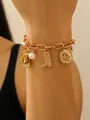 Bracelet à breloques cowboy rétro doré avec pendentifs chapeau, botte et perle - Bracelet à Breloques Élément Western / Or KC (05-5871)