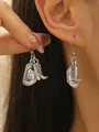Retro silver alloy western cowboy hat and boot charms dangle earrings for ethnic style - Cowboy Hat & Boot Charm Earrings (DZ047)