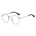 Gafas retro redondas de metal plateado con filtro de luz azul y terminales negros - Plata Transparente Puntas Negras (C14)