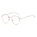 Gafas redondas de metal anti-luz azul con un diseño elegante en acabado oro rosa - Oro Rosa Transparente Puntas Blancas Transparentes (C7)