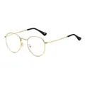 Gafas vintage de montura redonda de metal dorado con filtro de luz azul y puntas negras - Oro Transparente Puntas Negras (C8)