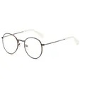 Gafas vintage con montura redonda de metal café y puntas de varillas blancas - Bronce Transparente Puntas Blancas Transparentes (C20)