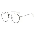 Gafas de protección contra luz azul con montura redonda de metal retro en acabado bronce - Gunmetal Transparente Puntas Blancas Transparentes (C19)