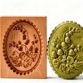Handcrafted wooden lily of the valley floral cookie mold with matching green cookie - Violet