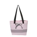 Große rosa Canvas-Einkaufstasche mit schwarzem Schleifen-Design und Schultergurten - Rosa
