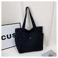 Large capacity black canvas tote bag minimalist style for daily commute and school - Regular Fit / Black