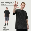 Βαρύ βαμβακερό t-shirt 230g σε ξεπλυμένο μαύρο για άνδρες με χαλαρή και άνετη γραμμή - M / Tops / Μαύρο
