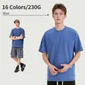 T-shirt à manches courtes vintage délavé lourd 230g en bleu - Bleu