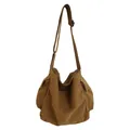 Durable brown canvas messenger bag with adjustable shoulder strap in minimalist Japanese style - Coffee