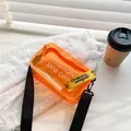 Elegante bolso bandolera de PVC transparente naranja con estampado de moda para mujeres - Talla única / Naranja