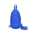Blue nylon minimalist chest bag with textured fabric and durable zipper detail. - Blue