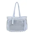 Light blue Ita bag tote featuring a transparent window and delicate lace trim for display - Single Bag / Blue
