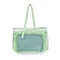 Cute light green ita bag with white lace trim and transparent window for anime badges - Single Bag / Green