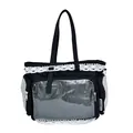 Schwarze japanische Ita-Tasche mit transparentem Fenster und weißem Spitzenbesatz - Schwarz