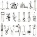 Antieke zilveren legering gereedschap bedeltjes voor DIY sieraden maken en sleutelhanger hangers - Antiek Zilver Gereedschap Serie Gemengd (SN1863)
