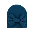Adorable gorro de punto acanalado azul oscuro para bebé con un gran lazo decorativo - Talla Única (Sugerido 0-6 Meses) / Azul Real