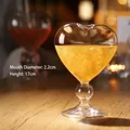 Elegant heart-shaped clear glass goblet for cocktails and fruit juices, 220ml. - 220ml / Smooth Heart Style With Straw