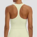 Breathable light yellow racerback sports bra for women's yoga and fitness, back view - S / Tops / White