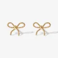 Elegant minimalist gold-toned twisted rope bow stud earrings for women daily wear - 925 Silver / 18K Gold-B