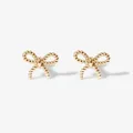Elegant gold twisted rope bow stud earrings for a charming and versatile look - 925 Silver / 18K Gold-A