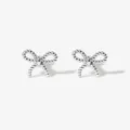 Elegant 925 sterling silver twisted rope bow stud earrings with a polished silver finish - 925 Silver / Silver-A
