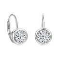 Elegantes pendientes de plata con piedras de moissanita de talla brillante redonda - Pendiente Burbuja de Moissanita / 1 ct / Plata