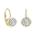 Elegantes pendientes circulares de moissanita con cierre de palanca bañados en oro de 14K - Pendiente Burbuja de Moissanita / 0.5 ct / Dorado