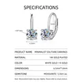 Boucles d'oreilles élégantes en moissanite avec sertissage en or 14 carats, 2ct - Coeur Simple / 1 ct / Argent