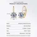 Boucles d'oreilles solitaires en moissanite avec placage en or 14K pour femmes - Coeur Simple / 2 ct / Or