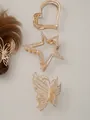 Elegant golden metal hair claw clips featuring butterfly and star shapes for women accessory - Classic Shape Hair Claw Set / 7cm (3 Pieces/Pack) / Gold