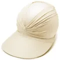 Elegant beige pleated sun hat with wide brim for outdoor summer UV protection - Beige