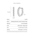 Elegantes pendientes de aro en oro blanco de 14K con moissanita y piedras baguette - Pendientes de Moissanita Radiantes / Tono de Oro Blanco