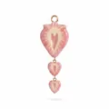 Charming pink strawberry heart-shaped tiered pendant with gold-tone finish accents - Pink Strawberry Pendant Only (Without Chain)