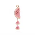 Cute handmade watermelon fruit pendant with pink enamel details and gold-toned copper finish - Watermelon Pendant Only (Without Chain)