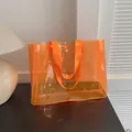 Sac cabas orange transparent tendance avec grande capacité pour l'été - Orange