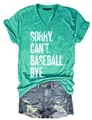 Casual green women's V-neck t-shirt with 'Sorry Can't Baseball Bye' slogan print - S / Tops / Grass Green (SORRY)