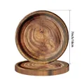 Detail view of 7-inch disposable paper plates with realistic retro wood grain print. - Dark Wood Grain / 7 Inch Plates 10PCS