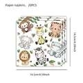 Detailed view of 6.5 inch jungle animal paper napkins for kids birthday party - Paper Napkins 20PCS