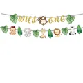Safari jungle wild animal theme Wild One first birthday party decorative hanging banner - Banner