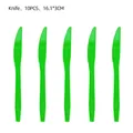 Set of 10 vibrant green disposable plastic knives for jungle themed birthday parties - Plastic Knives 10PCS