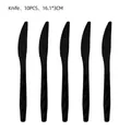 Set of 10 black plastic knives 16.1cm for fishing theme party tabletop decorations - Black Disposable Plastic Knives