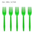 Disposable green plastic forks for Wild One jungle theme birthday party 10pcs set - Plastic Forks 10PCS