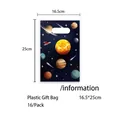 Galaxy space themed plastic gift bag 16.5x25cm, set of 16 for kids birthday parties - Serves 16 / Gift Bag
