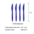 Disposable set of 16 blue plastic knives for galaxy space themed party, 17cm length - Blue Plastic Knives / 16Pcs Pack / Serves 16