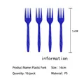 Set of 16 durable blue PS plastic forks, 16cm length for party tableware supplies. - Serves 10 / Blue Plastic Forks