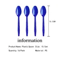 Premium set of 16 blue plastic spoons for space galaxy themed parties, 15.5cm length. - Serves 10 / Blue Plastic Spoons